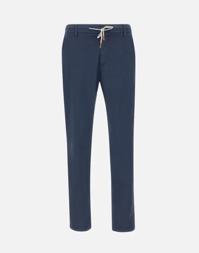 Eleventy Stretch Cotton Trousers In Blue