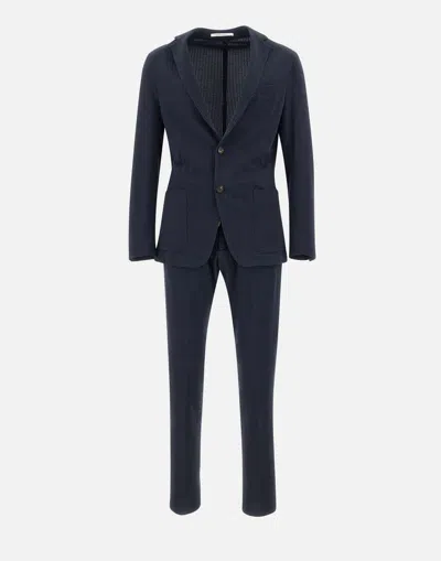Eleventy Blue Textured Cotton Two-piece Suit