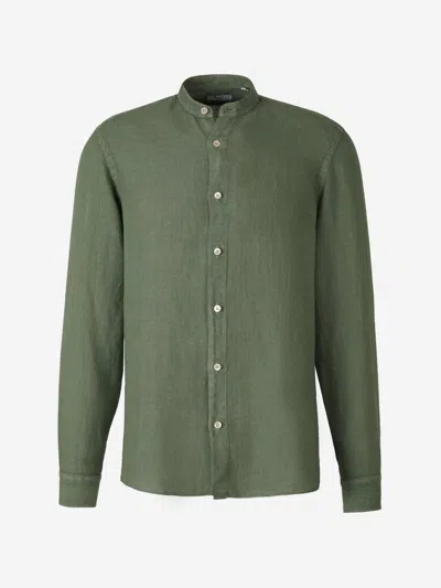Boglioli Mandarin Collar Shirt In Army Green