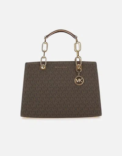 Michael Kors Brown Leather Bag With Monogram Pattern