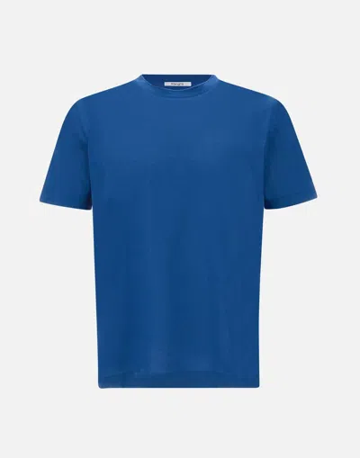 Kangra Cashmere Cotton T-shirt Man Blue Crew Neck