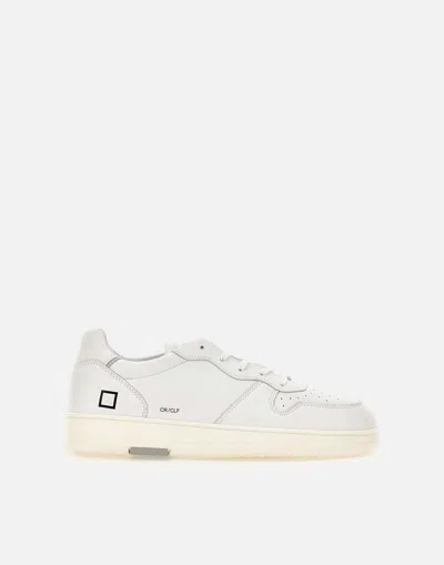 Date Court Calf Leather White Sneakers