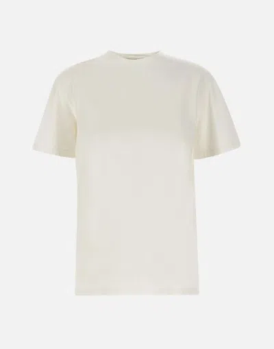 Golden Goose Cream Cotton T-shirt With Metal Stars Detail In White