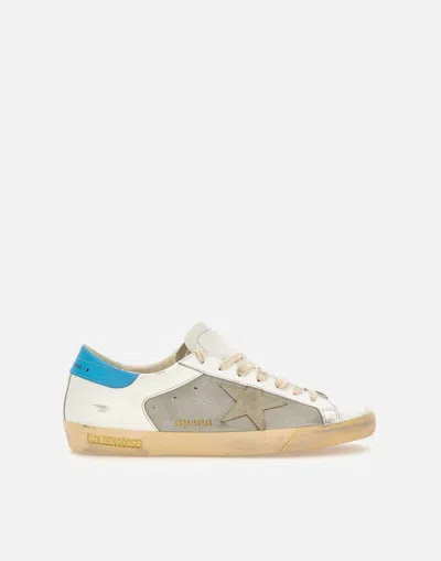 Golden Goose Superstar Double Quarter Sneakers In White-grey-blue