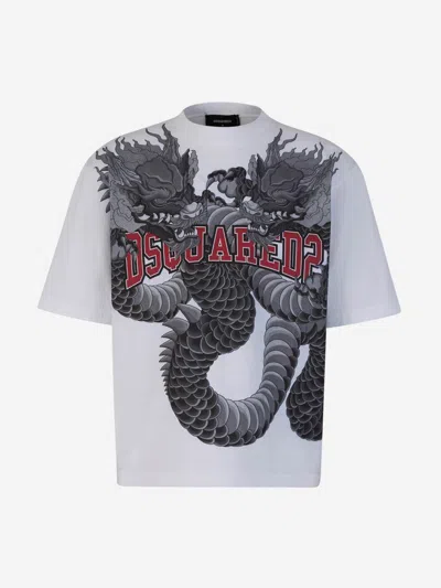 Dsquared2 Printed Cotton T-shirt In White