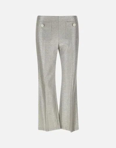 Elisabetta Franchi Events Silver Tweed Flare Trousers