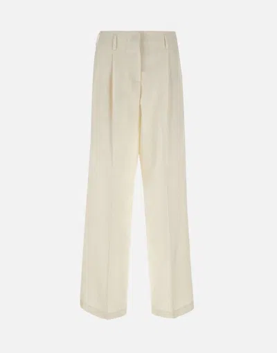 Golden Goose Flavia Wool Blend Wide Leg Trousers In White