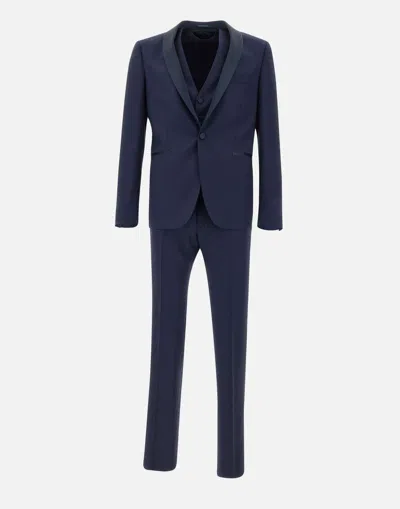 Tagliatore Fresh Wool Three-piece Formal Suit In Blue