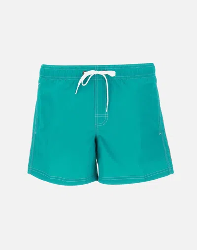 Sundek Green Boardshort Swimsuit With Contrast Detail