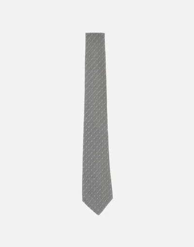 Paul Smith Grey Silk Polka Dot Tie With Artist Stripe Loop