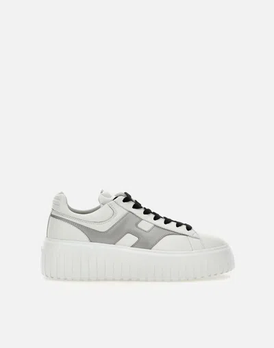 Hogan H-stripes Leather Sneakers With Memory Foam Fussbed In White