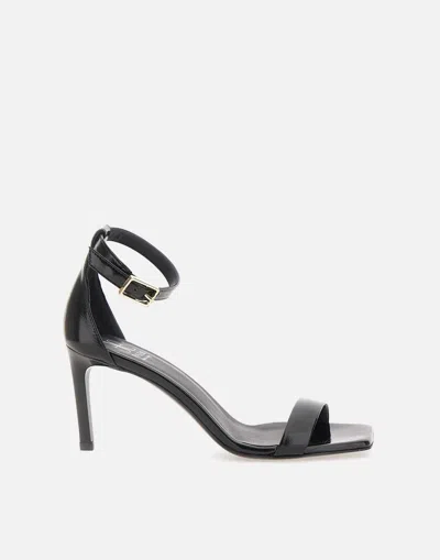 Fabi Harrods Leather Sandals With Gold Buckle In Black