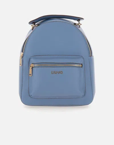 Liu •jo Jorah Tumbled Leather Backpack In Sugar Paper Blue
