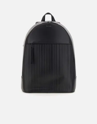 Paul Smith Leather Backpack With Multiple Pockets In Black