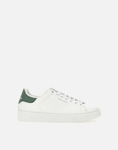 Woolrich Leather Trainers In White-green