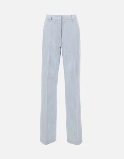 Iceberg Linen And Cotton Trousers In Blue