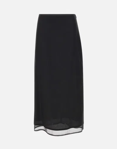 Fabiana Filippi Luxurious Black Wool And Silk Skirt