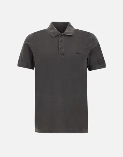 Woolrich Mackinack Black Cotton Piquet Polo In Gray