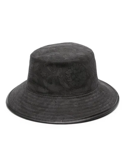 Versace Barocco-pattern Bucket Hat In Grey