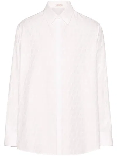 Valentino Man White Iconograph Shirt 4v3abr95 In St.toile Iconograph Bianco/bia