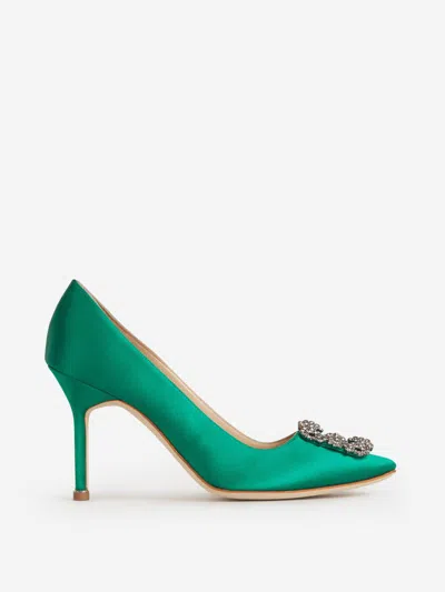 Manolo Blahnik Hangisi Shoes In Emerald Green