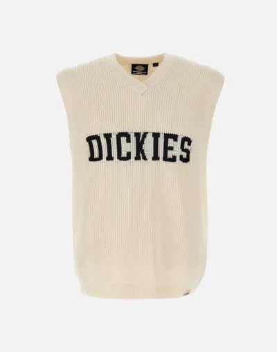 Dickies Mens Cloud Melvern Logo-knit Cotton Jumper In White