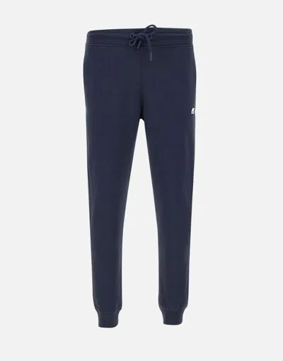 K-way Mick Cotton Jogger In Blue With Elastic Waist