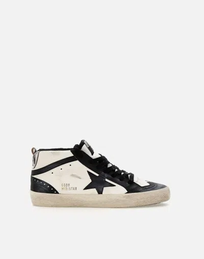 Golden Goose Mid Star Sneakers In White-black-silver