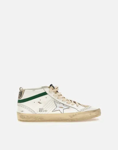 Golden Goose Mid Star Classic Sneakers In White-silver-green