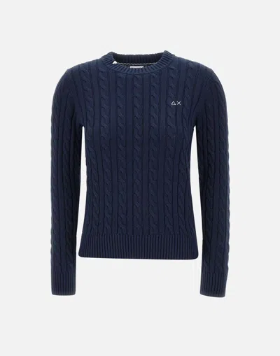 Sun68 Midnight Blue Cable Knit Sweater