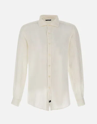 Fay Milky White Linen Shirt With Italian Made Regular Fit