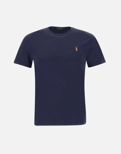 Polo Ralph Lauren Logo Embroidered Crewneck T-shirt In Blue
