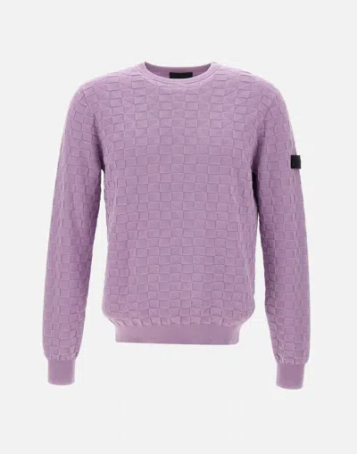 Peuterey Omnium Lilac Geometric Check Cotton Sweater In Purple