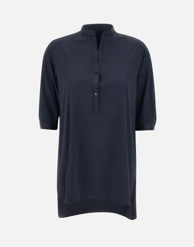 Rrd Oxford Crepe Blouse In Navy Blue