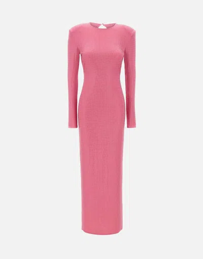 Rotate Birger Christensen Pink Embellished Fitted Rhinestone Dress