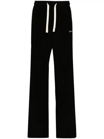 Palm Angels Logo Embroidered Trousers In Black Off