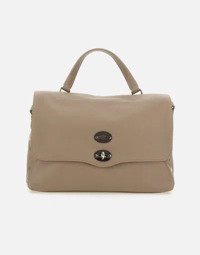Zanellato Leather Handbag Postina Daily Medium In Grey