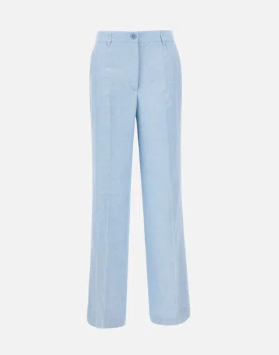 P.a.r.o.s.h Raisa24 Linen And Viscose Trousers In Blue