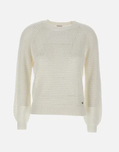 Sun68 Round Neck White Cotton Sweater