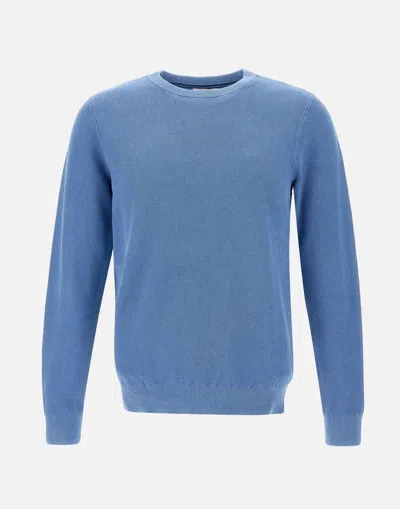 Sun68 Round Vintage Cotton Sweater In Air Force Blue