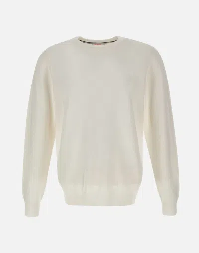 Sun68 Round Vintage White Cotton Sweater