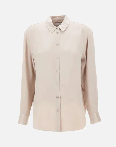Calvin Klein Satin Grey Viscose Shirt With Buttons