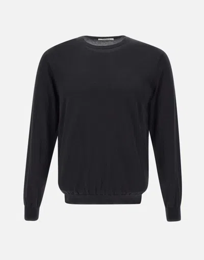 Kangra Cashmere Silk And Cotton Black Crewneck Sweater