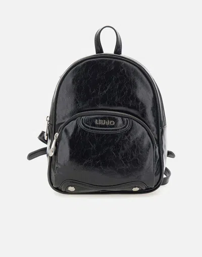 Liu •jo Sisik Backpack In Black Saffiano Pu Leather
