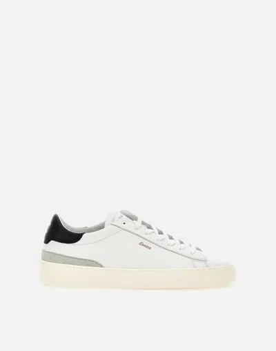 Date Sonica White Leather Sneakers With Ice Suede Insert