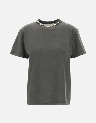 Golden Goose Star Cotton Jersey T-shirt With Stones In Grey