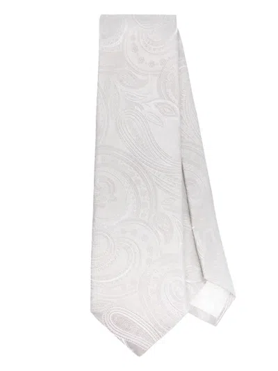 Tagliatore Paisley-print Silk Tie In Grey