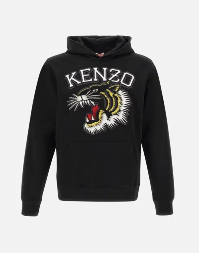 Kenzo Tiger Varsity Cotton Sweatshirt In Black