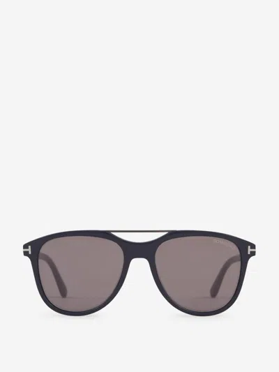 Tom Ford Oval Sunglasses In Silver Metallic Details