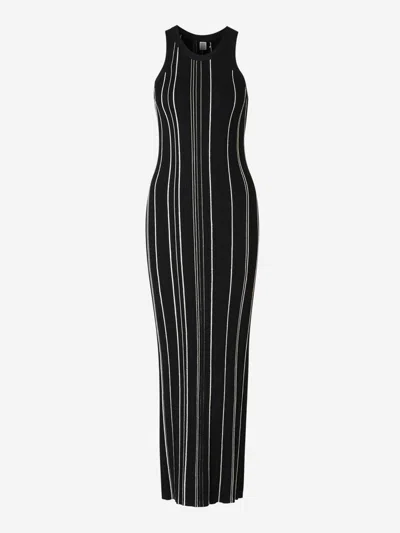 Totême Striped Ribbed Midi Dress In Fawn Braided Rib